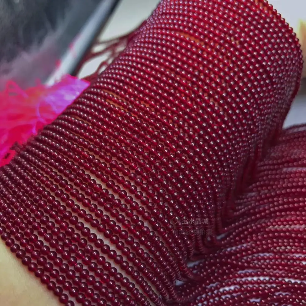 loose beads deep red spinel smooth round 2mm 14&quot for DIY jewelry making FPPJ wholesale nature gem stone | Украшения и