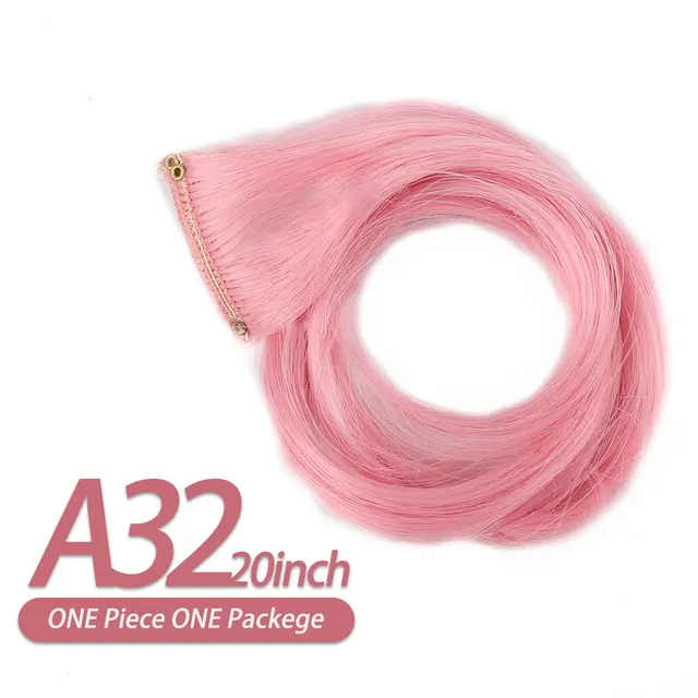 AIYEE Hair Extensions Pure RainBow Hairpiece Clip In Hair Piece Synthetic Long Straight Ombre Pink Red Rainbow Hair Piece A32