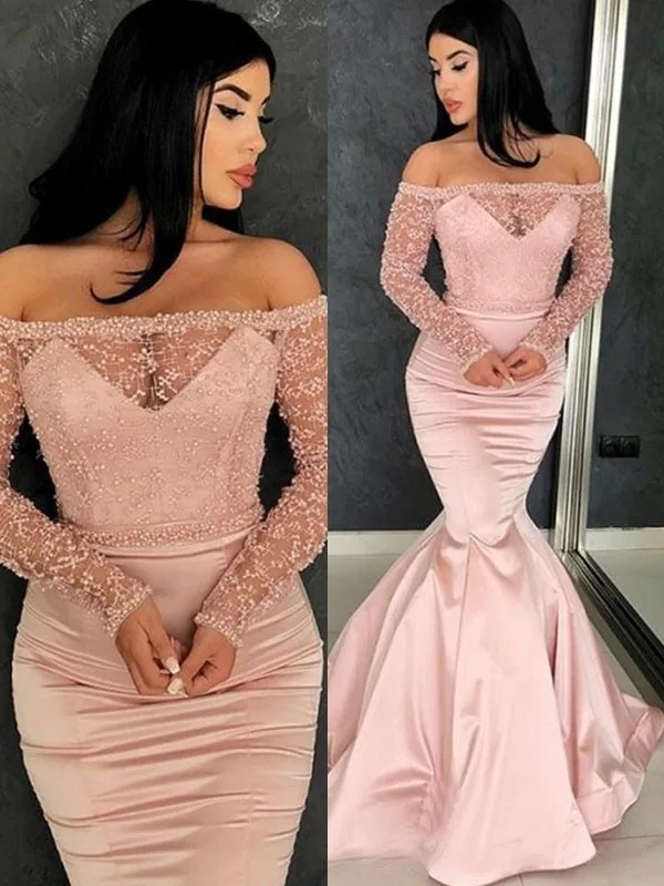 2020 Rose Pink Evening Dress Mermaid 