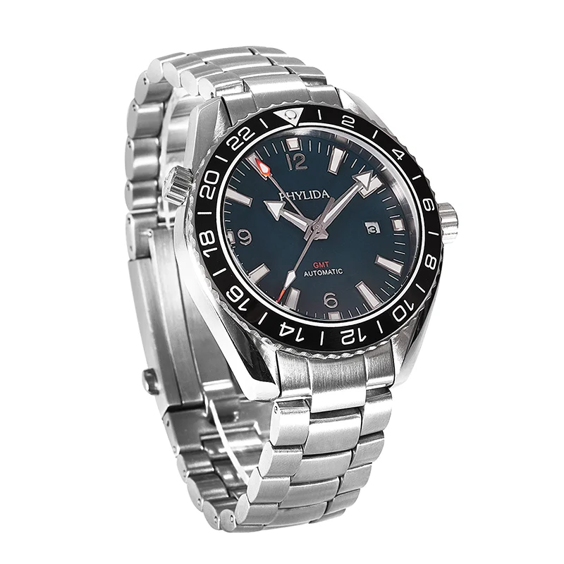 Мужские синие 43,5 мм GMT Dual-Time автоматические часы Sea master Ocean Homage сапфировое стекло с черной керамической вставкой