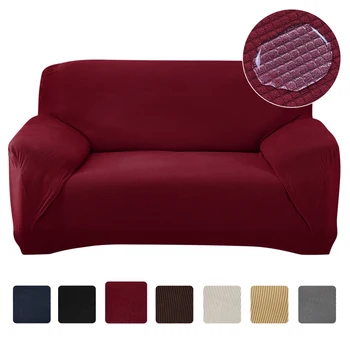 

Knitted Waterproof Sofa Cover For Living Room Solid High Stretch Slipcover All-inclusive Elastic Couch Cover Corner Covers