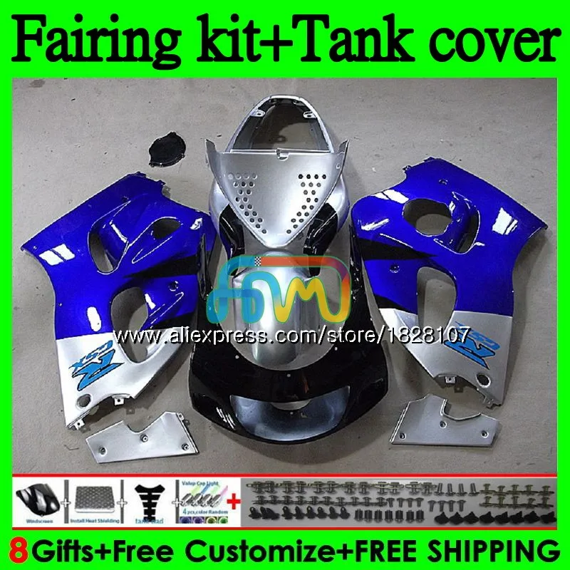 Майка для SUZUKI GSXR600 GSXR 750 600 SRAD GSXR750 92BS. 50 GSXR-600 96 97 98 99, синего и серебряного цвета 00 1996 1997 1998 1999 2000 обтекатель - Цвет: No. 1
