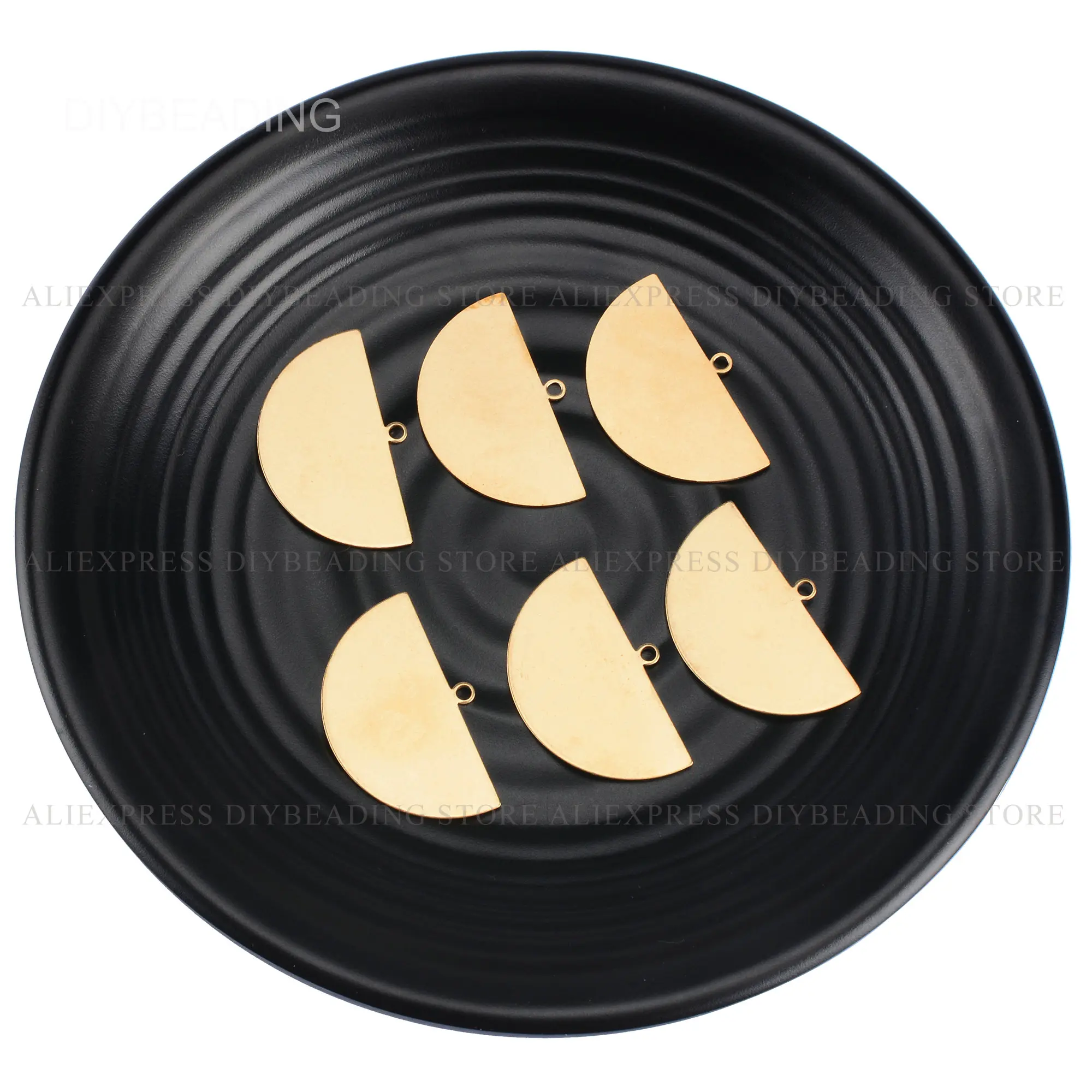 

10-500 Pcs Brass Jewelry Stamping Tag Component Wholesale Blank Half Circle Charm Pendant Finding for Making Earring Necklace