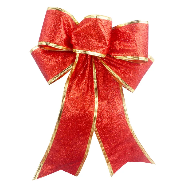 25 см большой блестящий тканевый Рождественский бант, бант, лента для рождественской елки, вечерние украшения для свадьбы, праздника, рождественские банты
