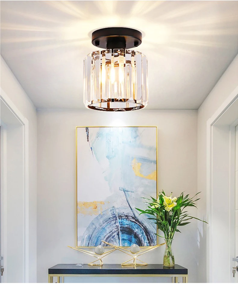 Nordic crystal ceiling light for aisle, corridor entrance, balcony, cloakroom,  luxury crystal small ceiling lamp hanging lights