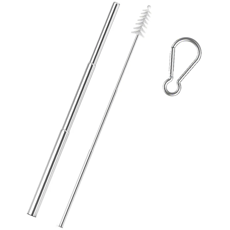 

Telescopic Reusable Straws, Portable Stainless Steel Metal Drinking Straw Collapsible Reusable Straw with Aluminum Case, Cleanin