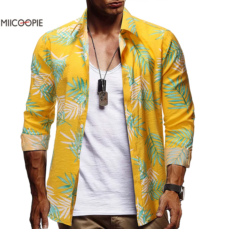 

Miicoopie Fashion Mens Hawaiian Shirt Street Wear Floral Print Short Sleeve Shirt Summer Beach Style Holiday Casual Shirt