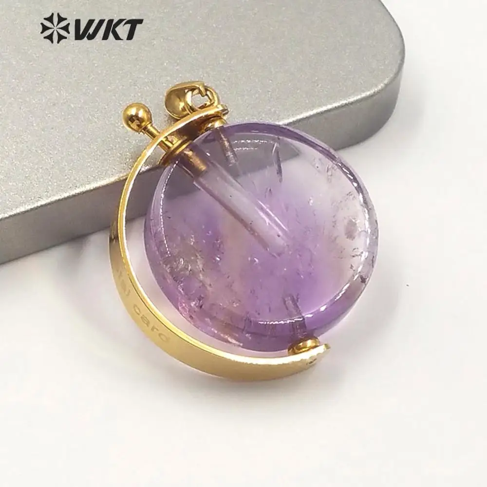 WT-P1503, Модный Круглый Золотой металлический кулон, подвеска в виде бутылочки парфюма