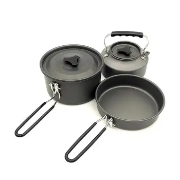 

Outdoor Tableware Classic Delicate Outdoor Picnic Cookware Aluminum Soup Pot Fry Pan Kettle Bowel Rice Scoop Brush