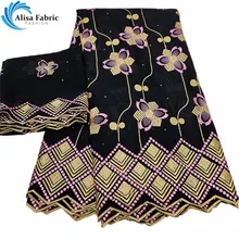 Швейцарская вуаль кружева в швейцарском стиле 5+ 2 ярдов/комплект черная африканская кружевная ткань высокое качество кружева хлопчатобумажные ткани для нигерийских Вечерние