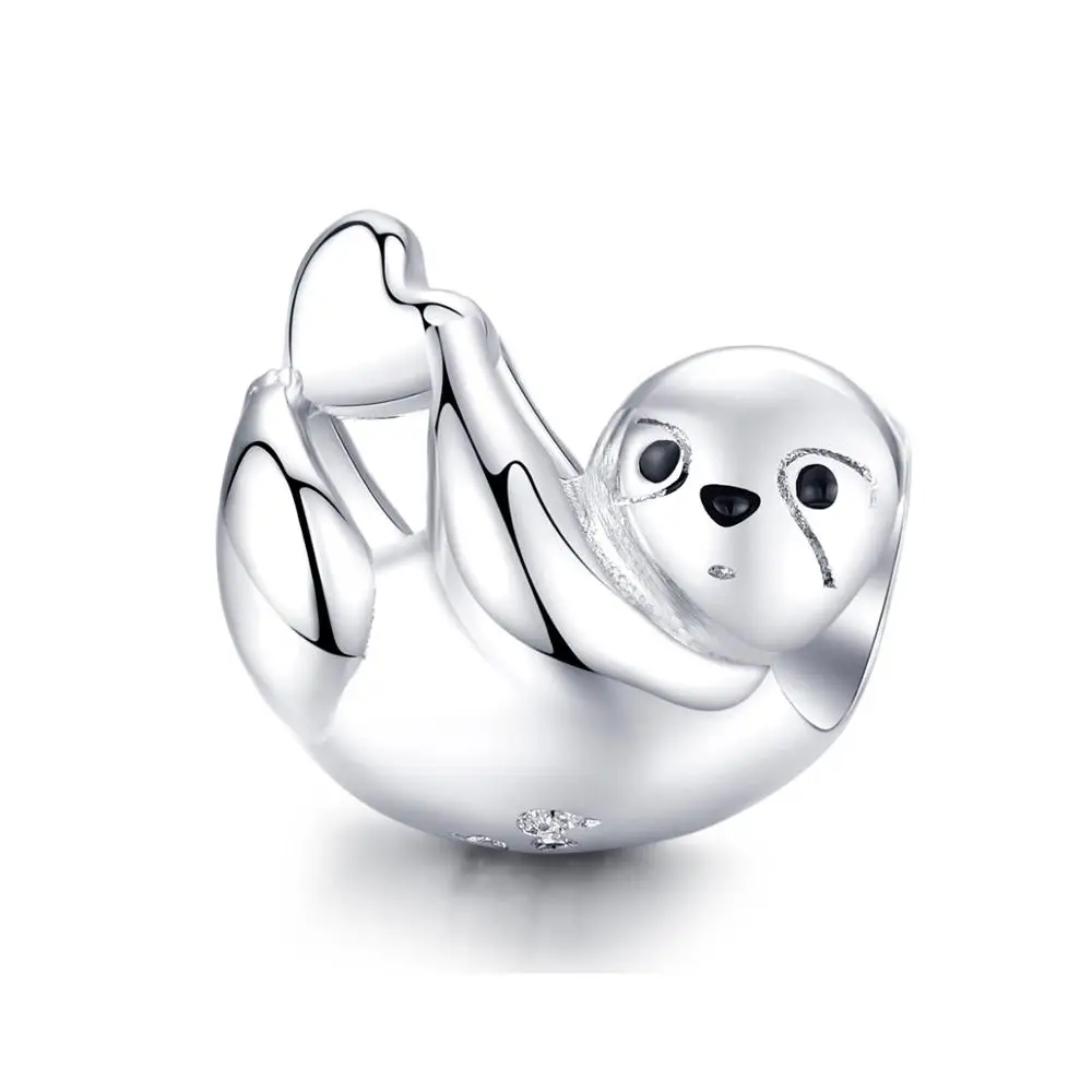 Fit Pandora браслет серебро 925 CZ Лебедь петух бусины S925 Красная эмаль деньги кот Ленивец украшения в виде слонов для изготовления ювелирных изделий