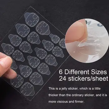 

KROFAUE 50 Sheet Fake Nails Toe Sticker Transparent Double Sided Adhesive Glue Stickers False Nail Extension Stick Tape Tools
