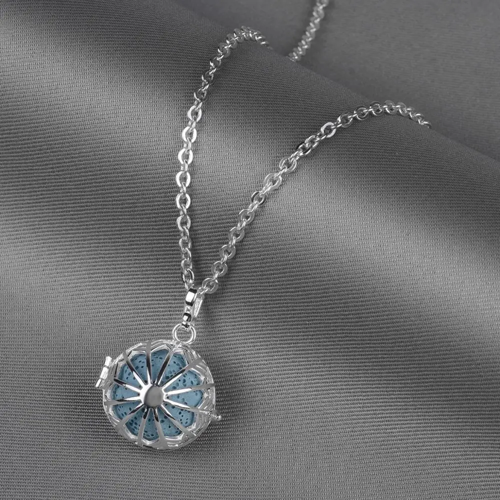 EUDORA 20 mm snowflake Round hollow cage Pendant fit Lava Balls or Chime ball Aromatherapy Essential Oil Diffuser Necklace H247 3