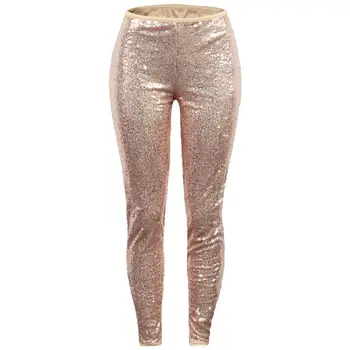 

Winter Gothic Strethcy Shining Sequins Leggings Fashion Women Cotton Lining Skinny Leggings Nightclub Pants