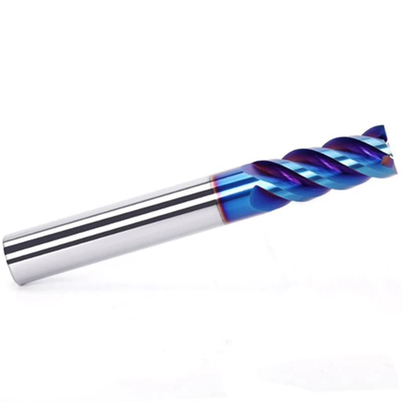 5pcslot 4 flutes hrc 65 degree tungsten steel flattened end mill cnc nano coating milling cutter for metal milling cutting (4)