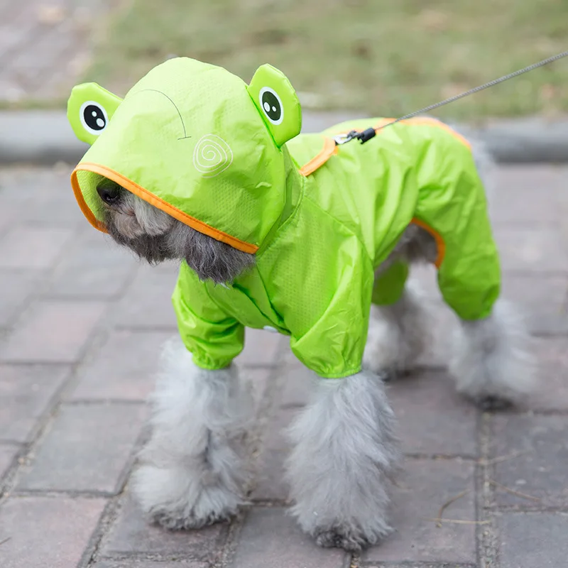 Waterproof Dog Raincoat With Hood Cute Animal Pet Dog Puppy Rain Coat Cloak Costumes Clothes for Teddy Corgi Schnauzer Bulldog