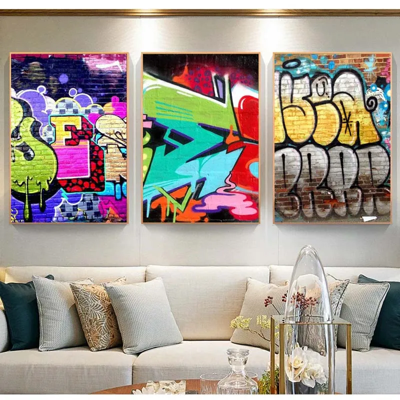 

Street graffiti art canvas painting color posters and prints modern murals artwork pictures living room decoration