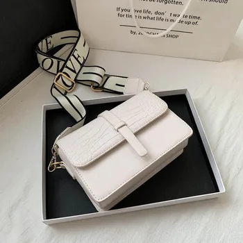 

2020 solid color simple crocodile pattern women's Shoulder Messenger Bag fashion square bags for women 2020 bolsos para mujer