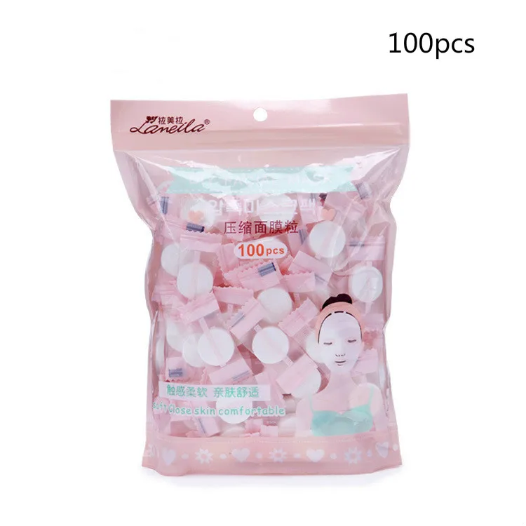 100pc set 50 100cs/мешок, компрессионная маска для лица, Нетканая Тканевая маска, бумажная маска для ухода за кожей, сухая, одноразовая, сжатая, полотенце, DIY, маска, инструмент для макияжа - Цвет: 100pc set