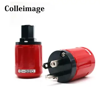 

Colleimage Hi-End P-032 C-032 Rhodium plating US Power Cords Power Plug IEC Connector Connector for DIY Power Cable