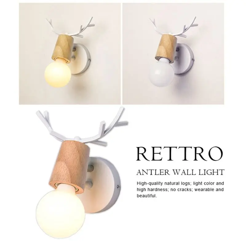 

Wood Wall Lamps Bedside Lamps Creative Simple Modern Lamps Nordic Elk Antlers Small Antlers Wall Lights Antlers