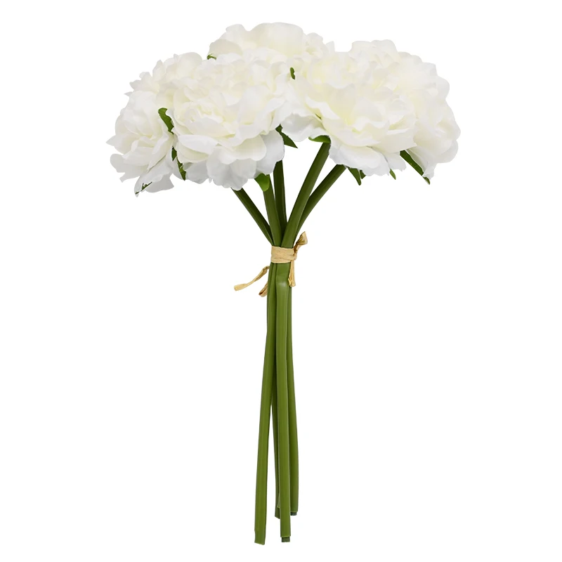 8cm 5Heads Hydrangea Artificial Flowers High Quality Silk Blooming Peony Fake Flower White Wedding Flowers Bouquet Home Decor