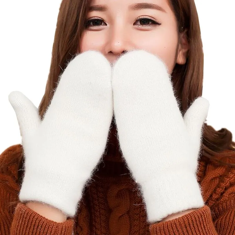 YGYEEG, женские зимние вязаные шерстяные перчатки, перчатки с сенсорным экраном, теплые женские зимние перчатки, модные осенние, хит - Цвет: G140 White