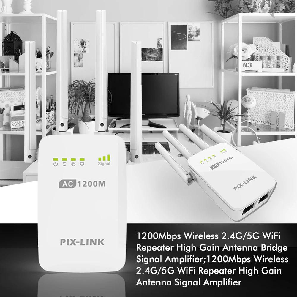 Мощный AC 1200 Мбит/с беспроводной 2 4G/5G WiFi ретранслятор с высоким коэффициентом