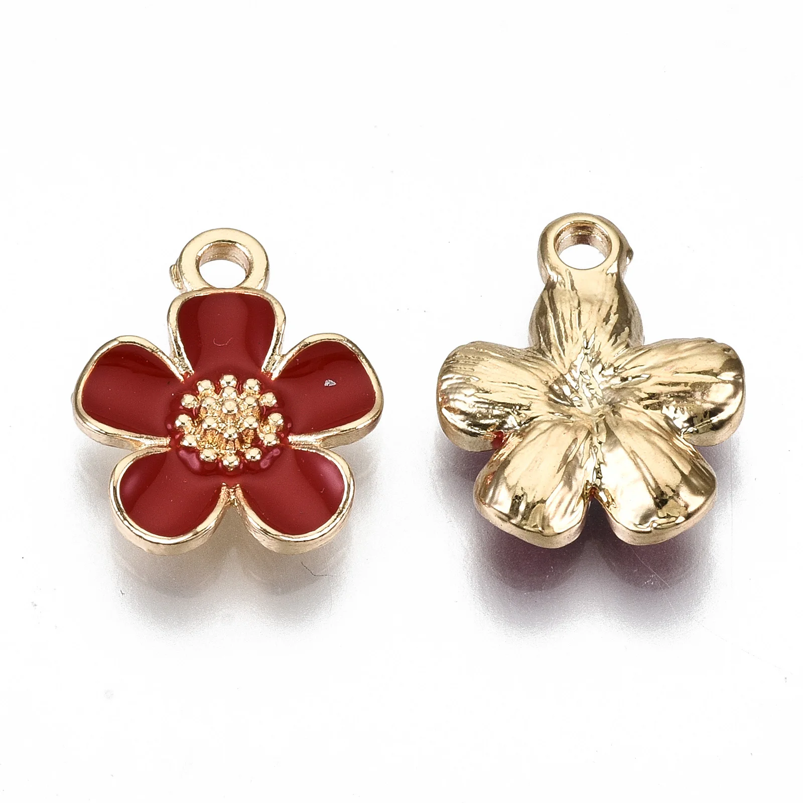 10Pcs Silver Plated Red Enamel Sakura Flower Charm Pendant for Jewelry  Making Bracelet Earrings Necklace DIY Accessories Craft