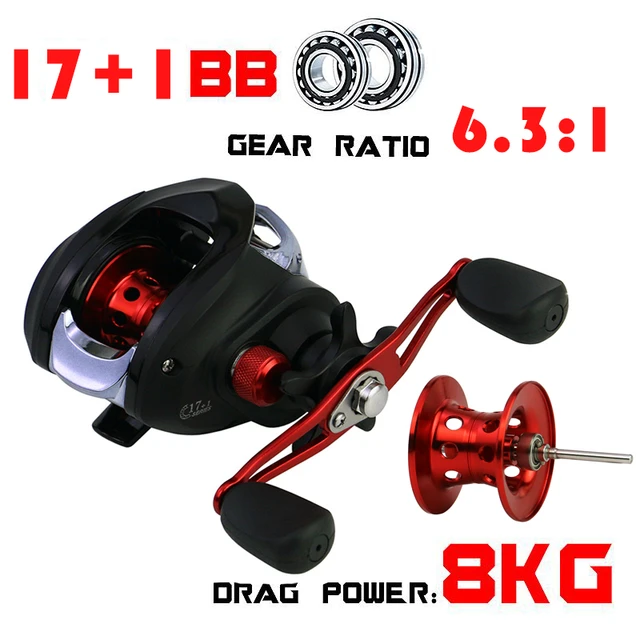 REELSKING GLE 17+1BB 6.3:1 8kg Max Drag Bait casting Fishing reels