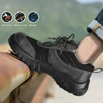 

Steel Toe Men Safety Shoes Anti-Static Smash-Proof Puncture Proof Labor Insurance Work Boots Safety Shoes