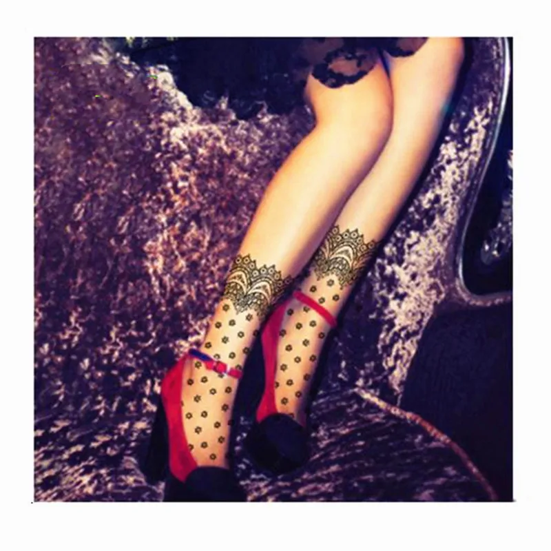 

Women Tights for Girls Love with Sexual Lace Dot Print Lolita Pantyhose Leggings Female Lingerie Stocking Foundation Intimate