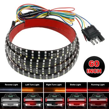 

BEVINSEE 6 Modes 432LED Truck Strip Tailgate Light Bar 3Row Reverse Brake Signal Tail 60" Turn Signal Brake Running Reversing