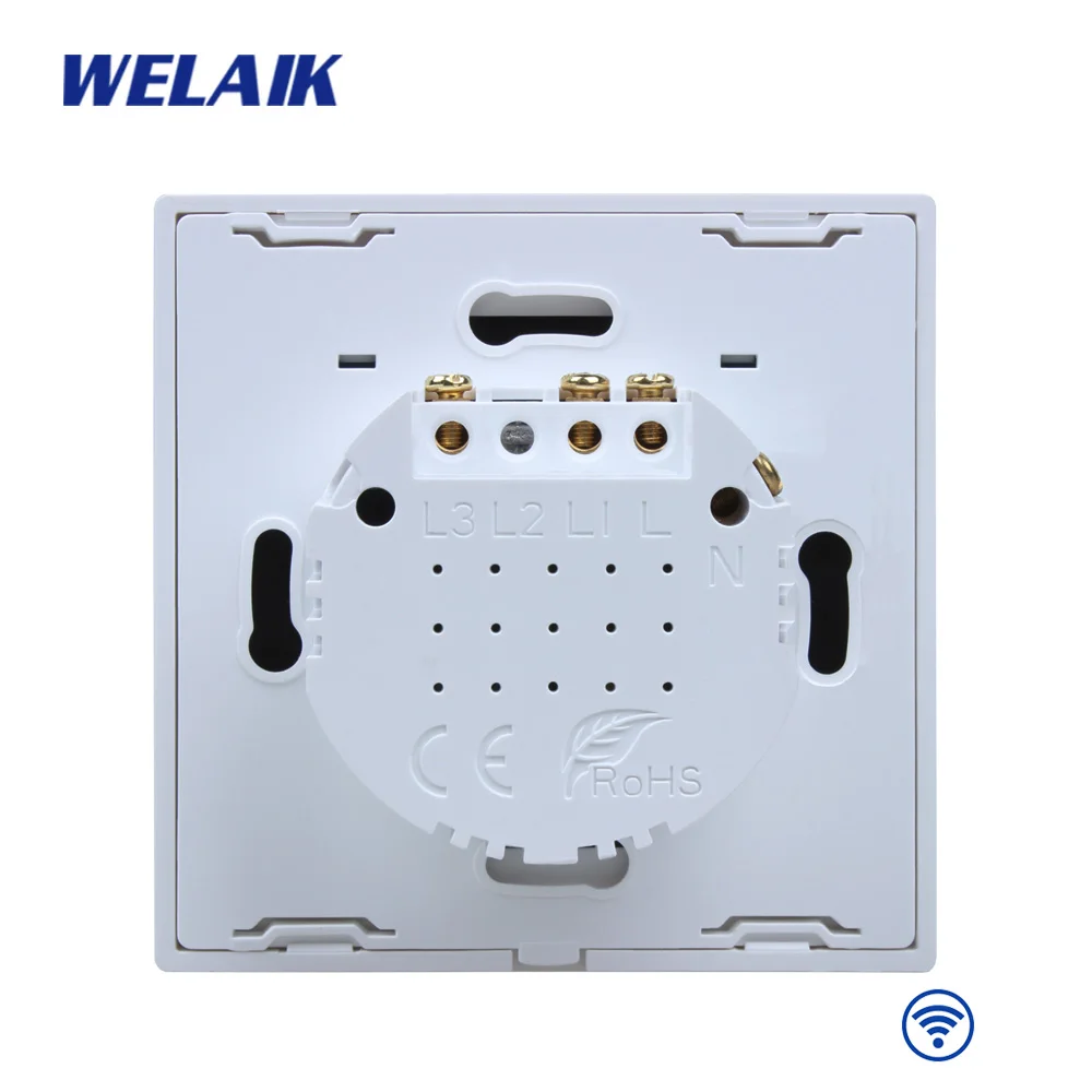 WELAIK UK wifi-сенсорный выключатель-Хрустальное стекло-панель настенный-Интеллектуальный переключатель-светильник Smart-Switch 2g-1way B1921CW& wifi