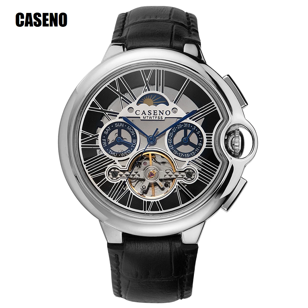 Tourbillon Мужские часы Топ бренд Роскошный пояс автоматические механические