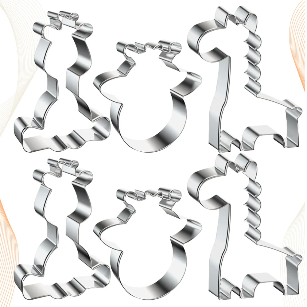 6pcs Giraffe Shape Cookie Cutters Molds Stainless Steel Fruit Cutters Baking Molds for Home Kitchen Bakery (Random Pattern)
