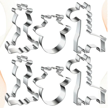 6pcs Giraffe Shape Cookie Cutters Molds Stainless Steel Fruit Cutters Baking Molds for Home Kitchen Bakery (Random Pattern)