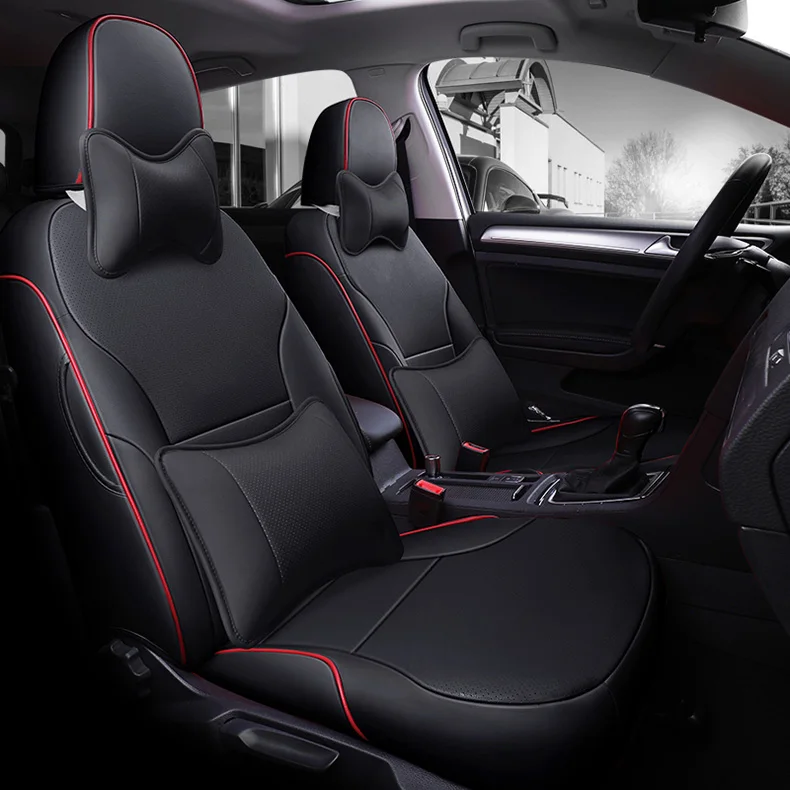Чехлы для автомобильных сидений кожаные для volkswagen golf 4 golf 5 golf 6 golf 7 golf mk2 автомобильные аксессуары авто товары автостайлинг - Название цвета: BLACK LUX