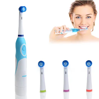 

Electric Rotating Toothbrush Battery Operated with 4 Brush Heads Oral Hygiene Health Products No Rechargeable Tooth Brush