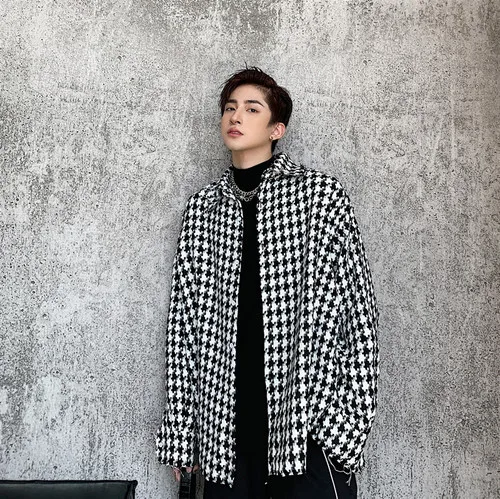 plaid Мужская черная, белая, с кисточками, в клетку, свободная, Повседневная рубашка, пальто для мужчин и женщин, Ретро стиль, уличная мода, хип-хоп, плотная рубашка, верхняя одежда - Цвет: plaid