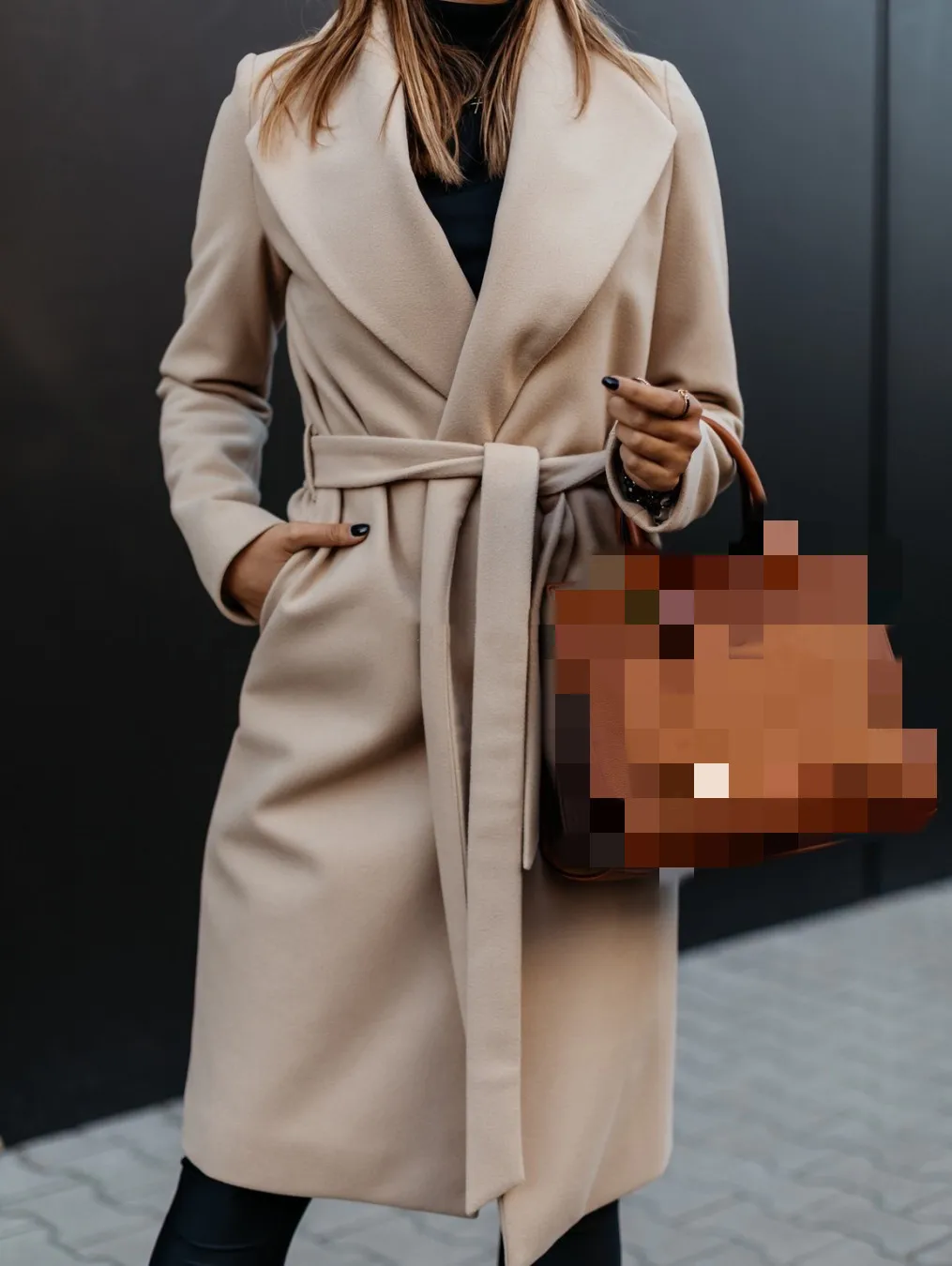 2021 Autumn Winter Black Women's Coat Trench Wool Oversize Warm Lace Up Long Coats Female Elegant Fashion Casual Outerwear Lady