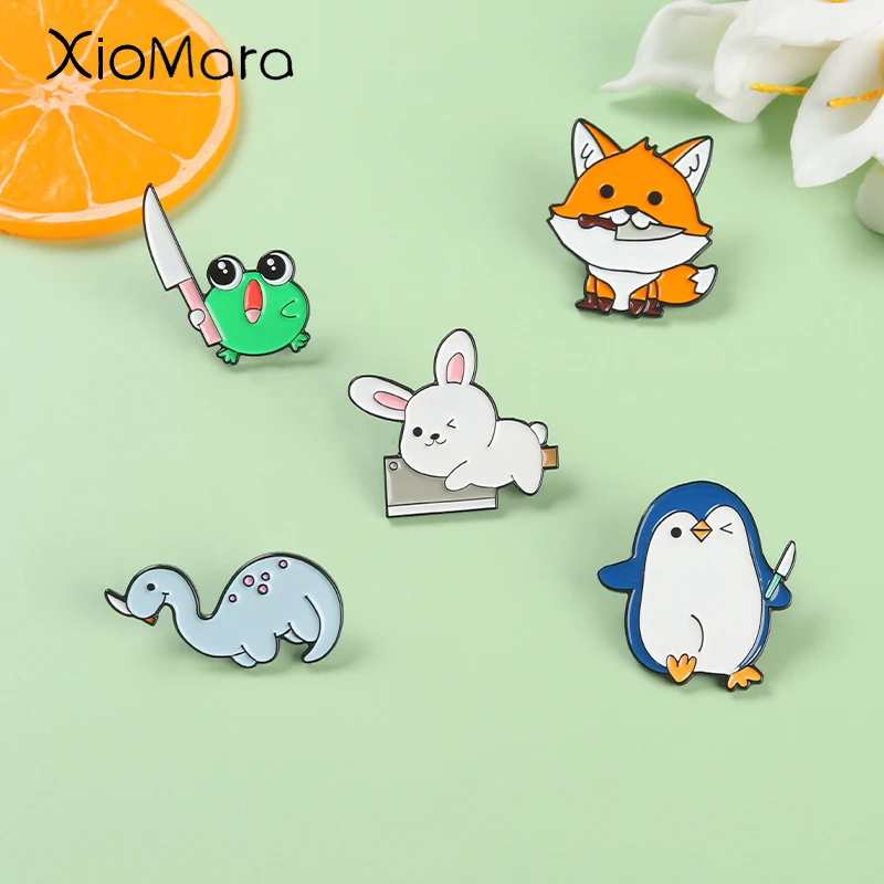 Frog Dinosaur Penguin Rabbit Fox Enamel Pins Wholesale Animal Brooches Jacket Backpack Accessories Badge Jewelry Gift Friend | Украшения и