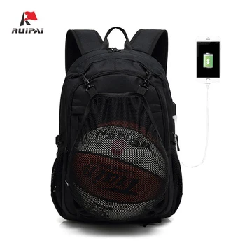 

New Black Casual Man Basketball Backpack USB Charging Youth Travel Academy Wind Student Back Pack Boys Schoolbag Mochila Escolar