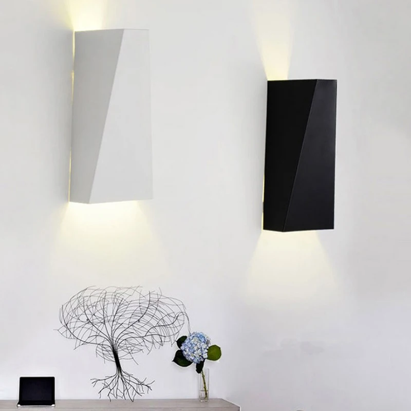 

Black Or White Shell Modern Simple style Three-dimensional Geometry Wall Light For Home Indoor Bedside Decorative Wall Scone