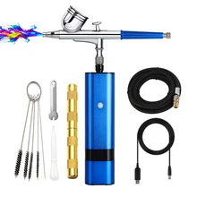 High Pressure 32 PSI Blue Color Airbrush Compressor Rechargeable Wireless Skin Care Tattoo Nail Beauty Makeup T-Shirt Art Design