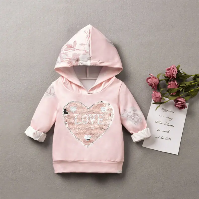 Emmababy, коллекция года, новые брендовые осенне-зимние комплекты одежды для маленьких девочек комплект из 2 предметов, толстовка с длинными рукавами и капюшоном в форме сердца Топы+ штаны