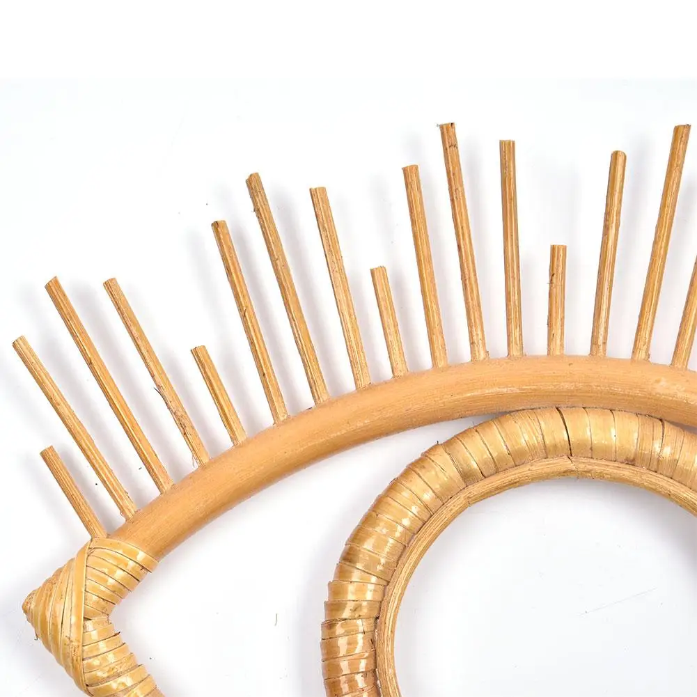 Billige Auge Form Dekorative Spiegel Rattan Innovative Kunst Dekoration Runde Make Up Spiegel Dressing Badezimmer Wand Hängen Spiegel Handwerk