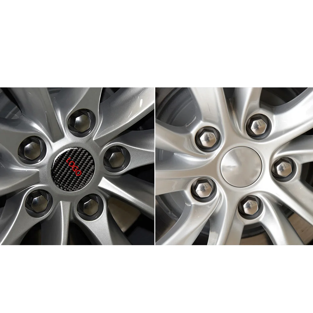 Replacement For Tesla Model S- 4pcs/set Wheel Center Cap Carbon Fiber Hub Stickers