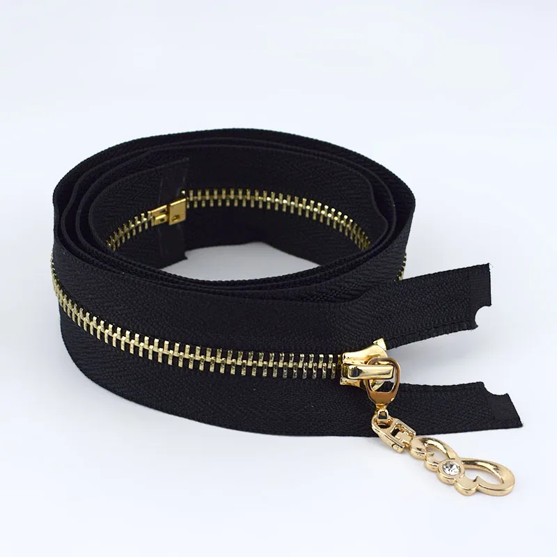 Black Meetee 2 шт. металлическая молния 5#85 см длина золотые зубы открытый конец молния для пуховика пальто швейная одежда DIY аксессуары ручной работы - Цвет: Black