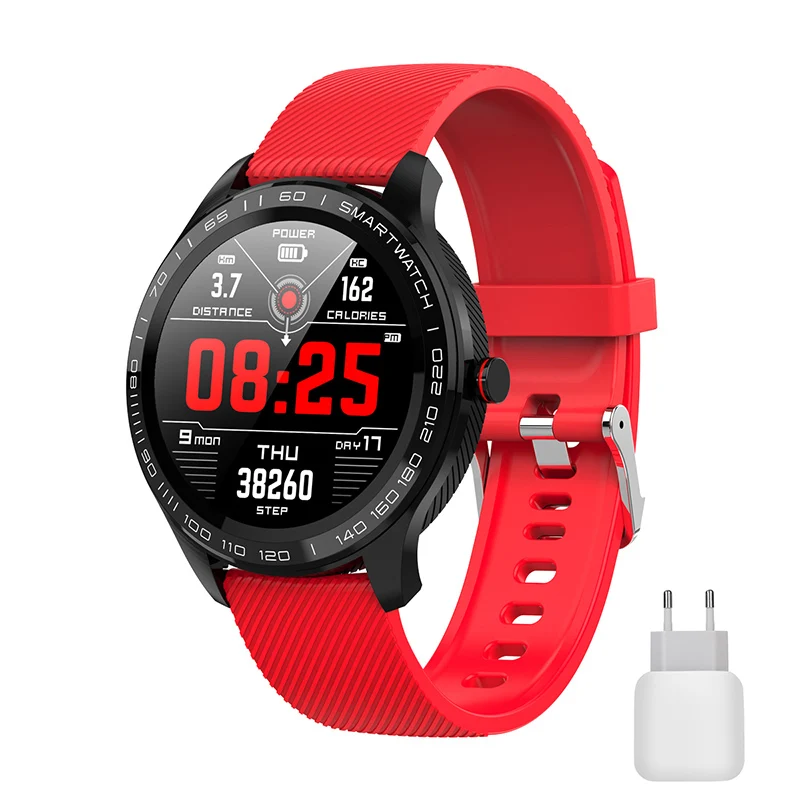 Red charger L9 Смарт-часы для мужчин ECG+ PPG пульсометр кровяное давление кислородный монитор водонепроницаемые спортивные умные часы Полный Круглый сенсорный экран - Цвет: Red charger